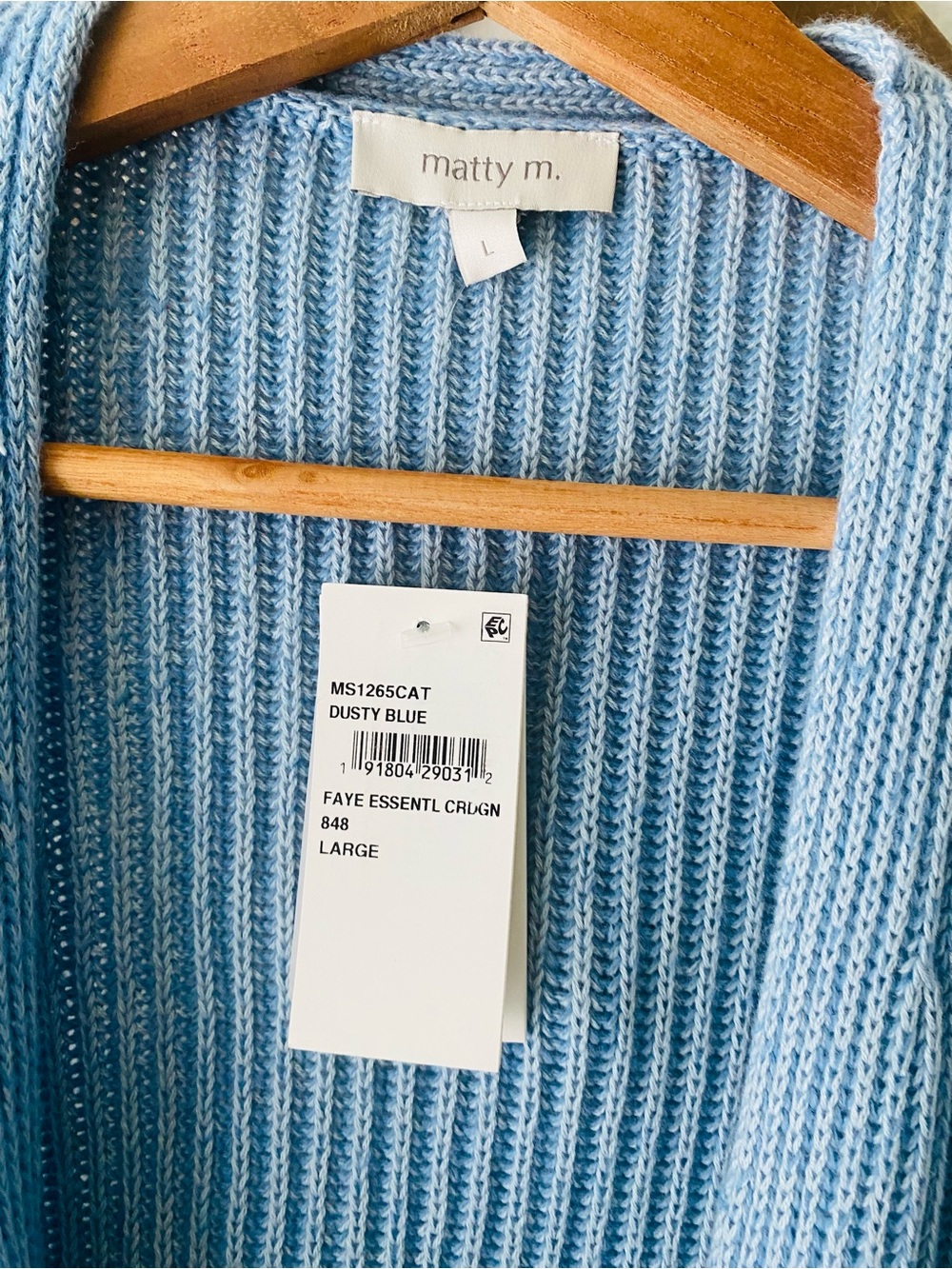Matty M Light Blue Ribbed Open-Front Cardigan - Picture 3 of 4
